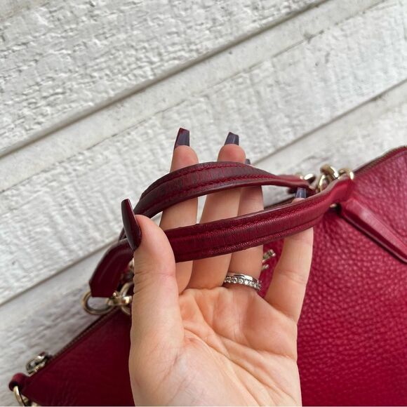 COACH Red Leather Kelsey Prairie Satchel Tote Crossbody - Picture 7 of 10